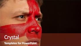  Presentation with football stadium - PPT theme featuring britannia - english fans at the stadium background and a tawny brown colored foreground