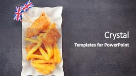  Presentation with fish - Cool new PPT theme with english flag - paper plate with tasty fried backdrop and a dark gray colored foreground