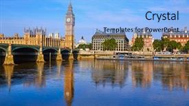  Presentation with tower - Slide deck consisting of english gothic archtecture - big ben clock tower background and a light blue colored foreground