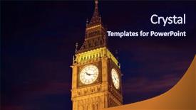  Presentation with union jack flag and clock tower - Slides featuring english gothic archtecture - big ben clock tower background and a wine colored foreground