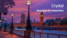  Presentation with panoramic london skyline iconic - Amazing slides having english gothic archtecture - london sunset skyline bigben backdrop and a violet colored foreground