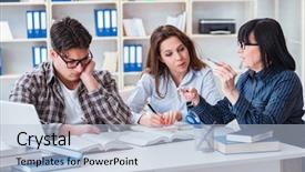  Presentation with english teacher - Audience pleasing slide deck consisting of english homework - young student and teacher backdrop and a light blue colored foreground