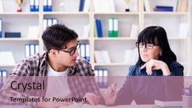  Presentation with individual disability - Cool new slide set with english homework - young student during individual tutoring backdrop and a  colored foreground