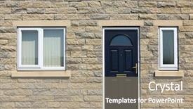  Presentation with english - Presentation theme with english house front background and a coral colored foreground