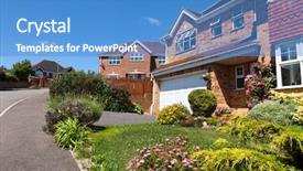  Presentation with english - Cool new PPT layouts with english house with garage uk backdrop and a teal colored foreground