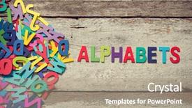  Presentation with language arts - Beautiful slide deck featuring english language arts - colorful words alphabets made backdrop and a coral colored foreground