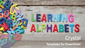  Presentation with language arts - PPT theme enhanced with english language arts - colorful words leanring alphabet made background and a gray colored foreground