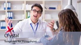  Presentation with language training - Theme enhanced with english language training with teacher background and a  colored foreground