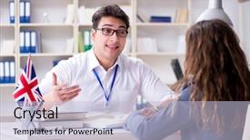  Presentation with language training - Slide deck having english language training with teacher background and a  colored foreground