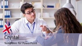  Presentation with language training - Cool new slides with english language training with teacher backdrop and a light blue colored foreground