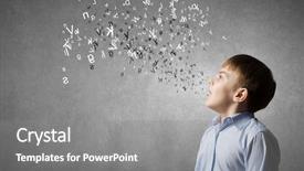  Presentation with letters - PPT theme consisting of english learning - cute boy of school age background and a gray colored foreground