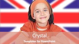  Presentation with cute - Beautiful PPT theme featuring english learning - cute happy girl studying backdrop and a coral colored foreground