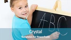  Presentation with letter - PPT theme consisting of english learning - cute little girl is showing background and a teal colored foreground