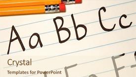  Presentation with alphabet - Presentation design enhanced with white shurch church of st nicholas on a background of blue sky with walls and gates background and a sky blue colored foreground