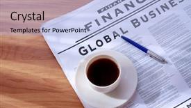  Presentation with newspaper - PPT theme featuring english literature - coffee over newspaper background and a light blue colored foreground