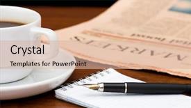  Presentation with cup coffee - Slides featuring english literature - cup from coffee background and a lemonade colored foreground