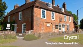  Presentation with museum - Presentation theme with english literature - jane austen's house museum background and a coral colored foreground