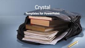  Presentation with bag - Audience pleasing theme consisting of english literature - school bag fill up backdrop and a seafoam green colored foreground