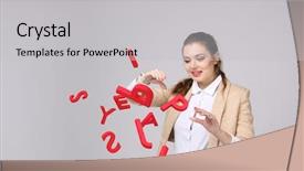 Presentation with letters - Amazing slide set having english literature - woman working with a set backdrop and a light gray colored foreground