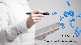  Presentation with letters - Cool new PPT layouts with english literature - woman working with a set backdrop and a light gray colored foreground