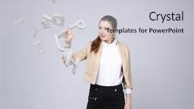  Presentation with letters - Slides having english literature - woman working with a set background and a light gray colored foreground