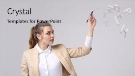  Presentation with literature - PPT theme with english literature - woman working with a set background and a light gray colored foreground