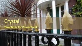  Presentation with selective vision - Cool new slide set with english mansion - georgian railings selective focus close backdrop and a coral colored foreground