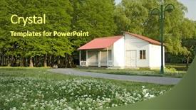  Presentation with school house liability risks - Audience pleasing PPT layouts consisting of english mansion - park house backdrop and a tawny brown colored foreground