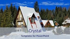  Presentation with winter scene - Presentation featuring english mansion - snowy winter scene background and a  colored foreground