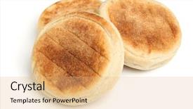  Presentation with muffins - PPT theme having english muffins on white background background and a coral colored foreground