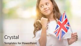  Presentation with united states and flag and eagle - Colorful PPT layouts enhanced with english patient - brunette hispanic girl holding flag backdrop and a  colored foreground