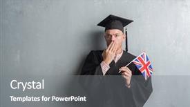  Presentation with woman covering man mouth hand - Presentation theme enhanced with english patient - young redhead man over grey background and a  colored foreground