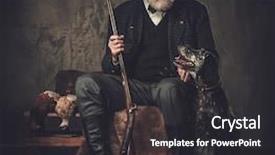  Presentation with shooting - PPT layouts consisting of english setter and shotgun background and a dark gray colored foreground