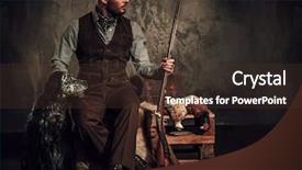 Presentation with english - PPT theme with english setter and shotgun background and a tawny brown colored foreground