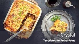  Presentation with risk top view - Presentation design having english shepherds pie as top background and a dark gray colored foreground