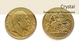  Presentation with olde english - Presentation featuring english sovereign coin showing front background and a yellow colored foreground