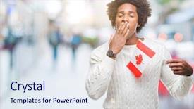  Presentation with canada flag - Slide deck having english speaing countries - afro american man flag background and a  colored foreground