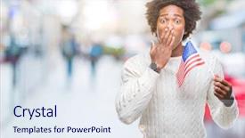  Presentation with america flag - Slides having english speaing countries - afro american man flag background and a  colored foreground