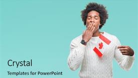  Presentation with canada flag - Amazing theme having english speaing countries - afro american man flag backdrop and a arctic colored foreground