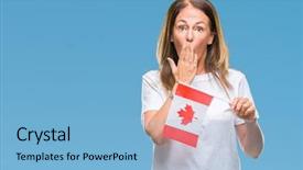  Presentation with canada flag - PPT layouts consisting of english speaing countries - middle age hispanic woman holding background and a  colored foreground