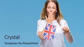  Presentation with united kingdom - Presentation design having english speaing countries - middle age hispanic woman holding background and a  colored foreground