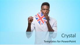  Presentation with african american startup - Amazing presentation having english speaing countries - young african american man holding backdrop and a  colored foreground