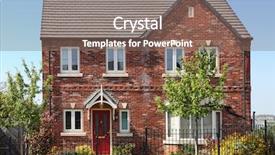  Presentation with english - Slide deck with english style house background and a violet colored foreground