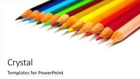  Presentation with crayons - Slide set consisting of english subject - set of crayons background and a  colored foreground