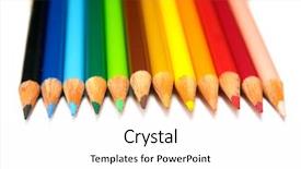  Presentation with crayons - Cool new presentation theme with english subject - set of crayons backdrop and a  colored foreground
