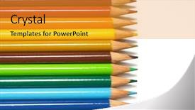  Presentation with crayons - Slide deck with english subject - set of crayons background and a  colored foreground