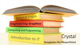  Presentation with task - Slide deck with english task - colorful books isolated on white background and a yellow colored foreground