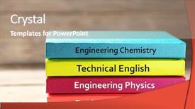  Presentation with task - PPT theme with english task - colorful books on table background and a coral colored foreground