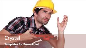  Presentation with task - Audience pleasing slides consisting of english task - worker crouched backdrop and a  colored foreground