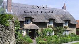  Presentation with olde english - Presentation design featuring english thatched cottage at thornton background and a light blue colored foreground